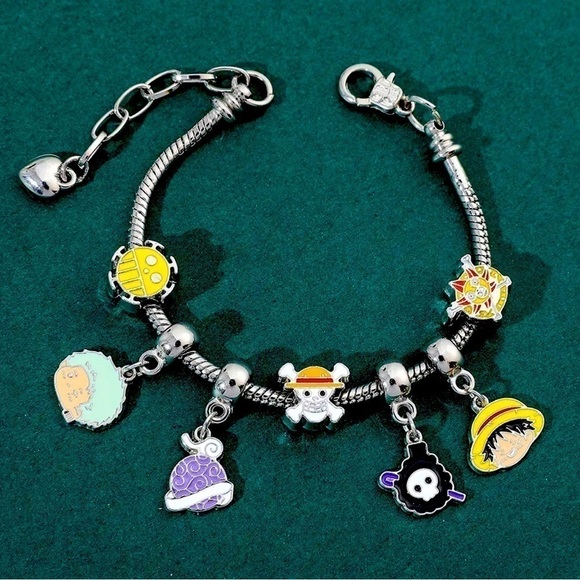 One Piece Jewelry - Silver Plated One Piece Anime Themed Charm Bracelet